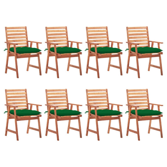 Patio Chair Set of 8 Natural wood and green