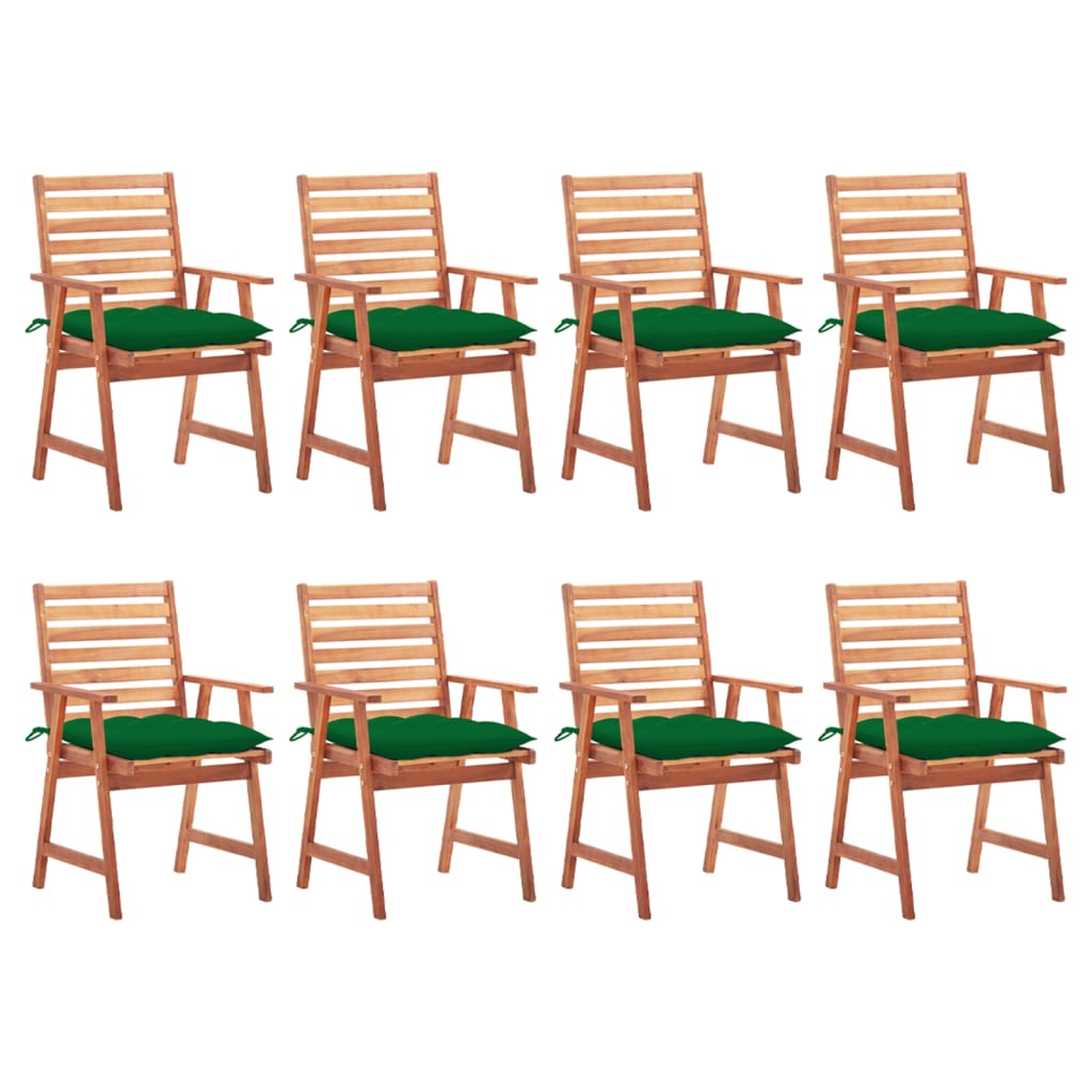 Patio Chair Set of 8 Natural wood and green