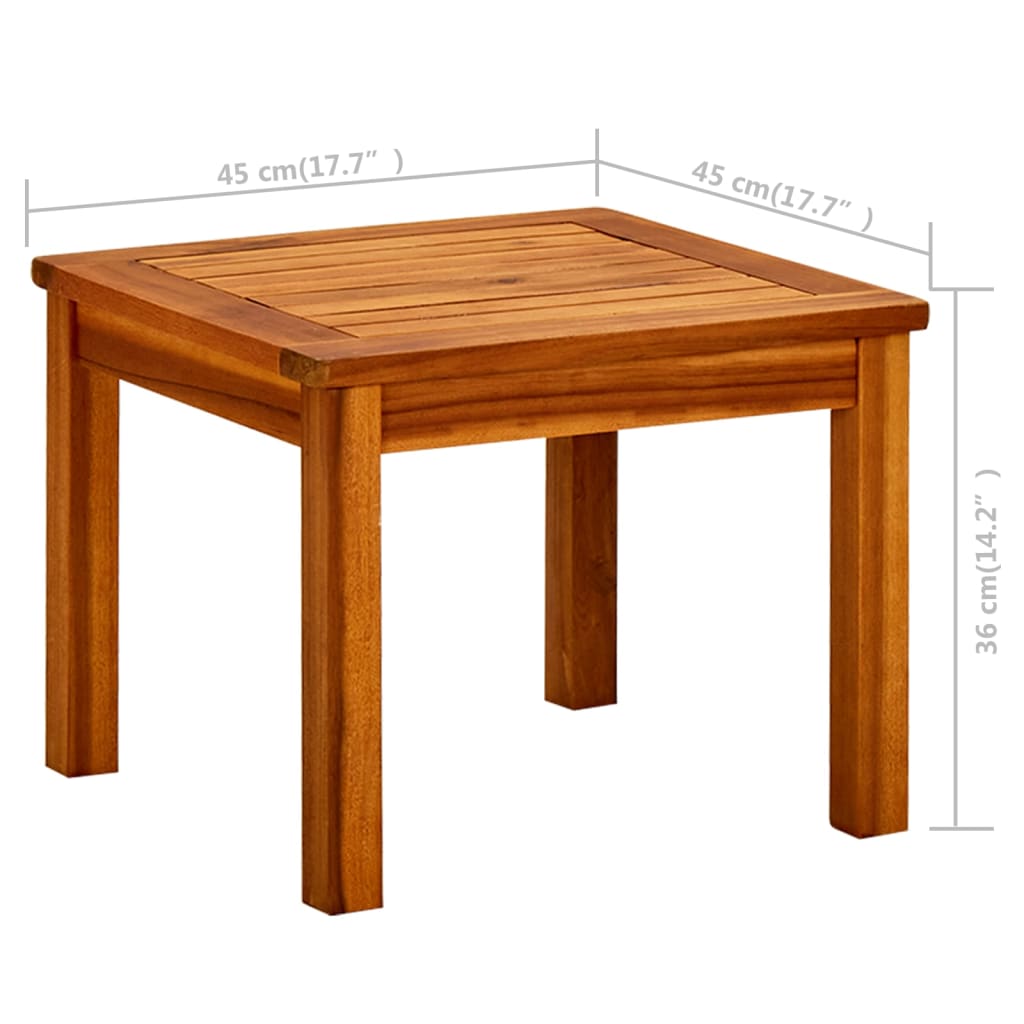 Coffee Table Natural Wood Solid Acacia Wood 17.7x17.7 in Simple
