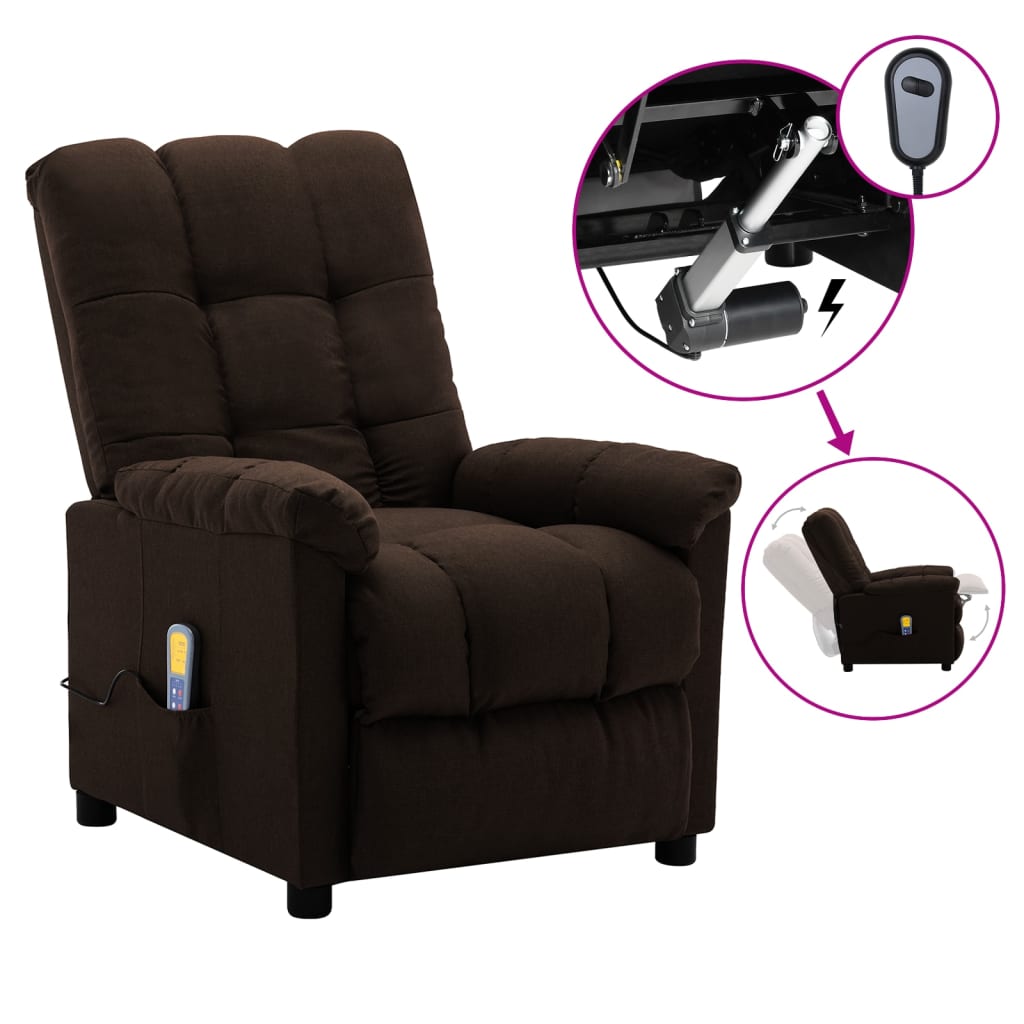 Electric Massage Chair Dark Brown 100% Polyester Fabric