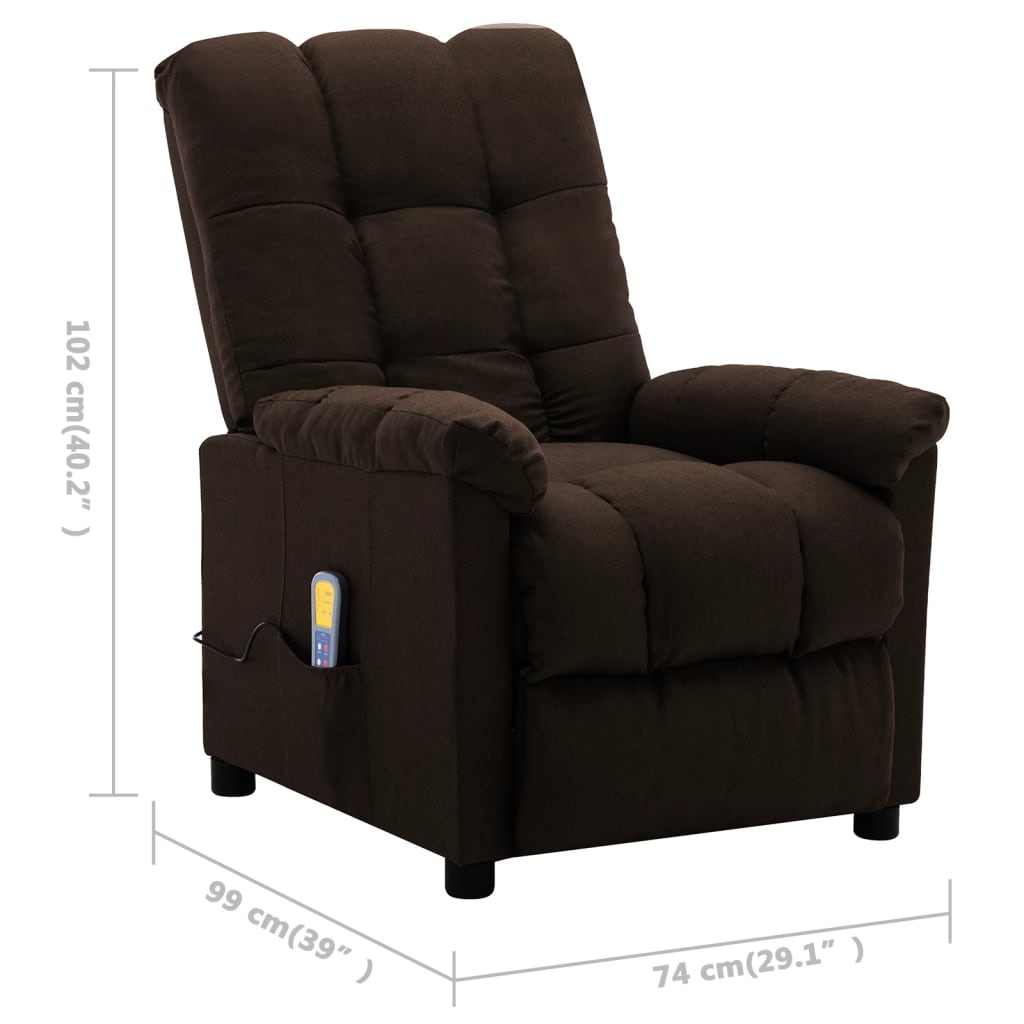 Electric Massage Chair Dark Brown 100% Polyester Fabric