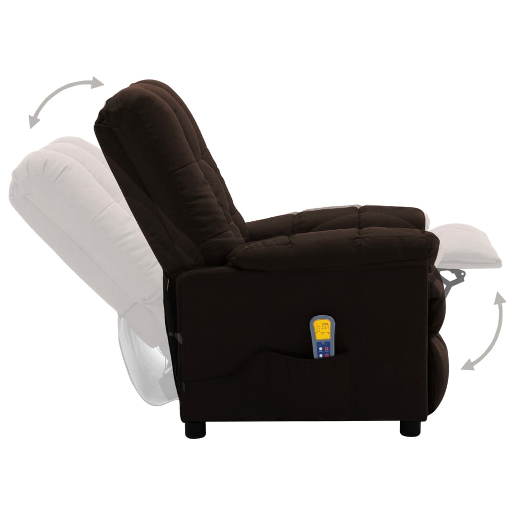 Electric Massage Chair Dark Brown 100% Polyester Fabric