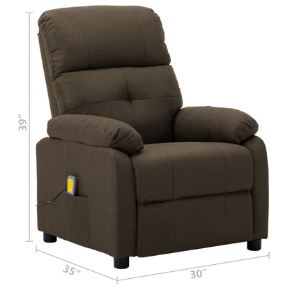 Massage Recliner Brown Fabric