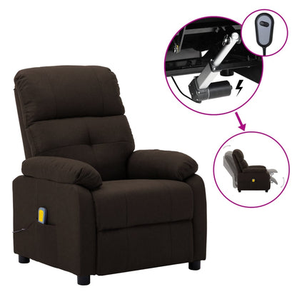 Massage Recliner Dark brown Fabric upholstery Standard