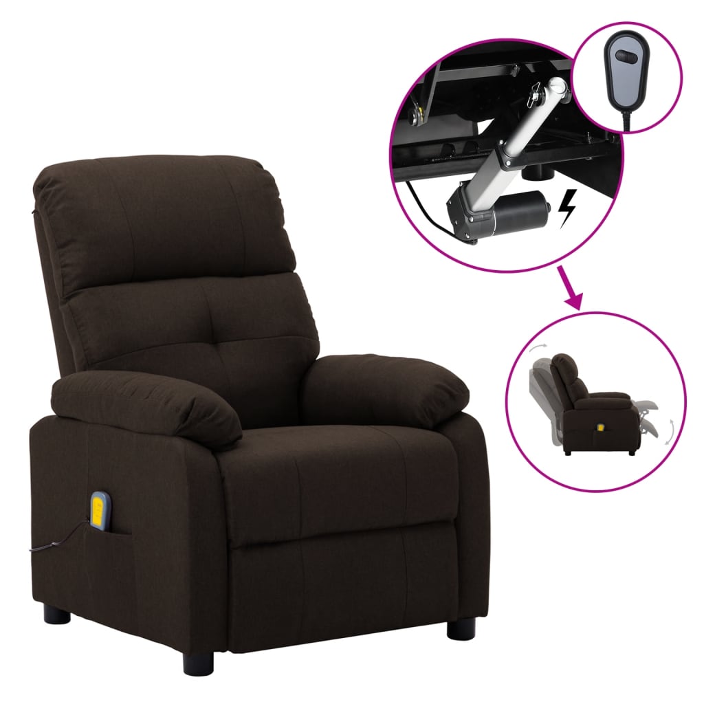 Massage Recliner Dark brown Fabric upholstery Standard