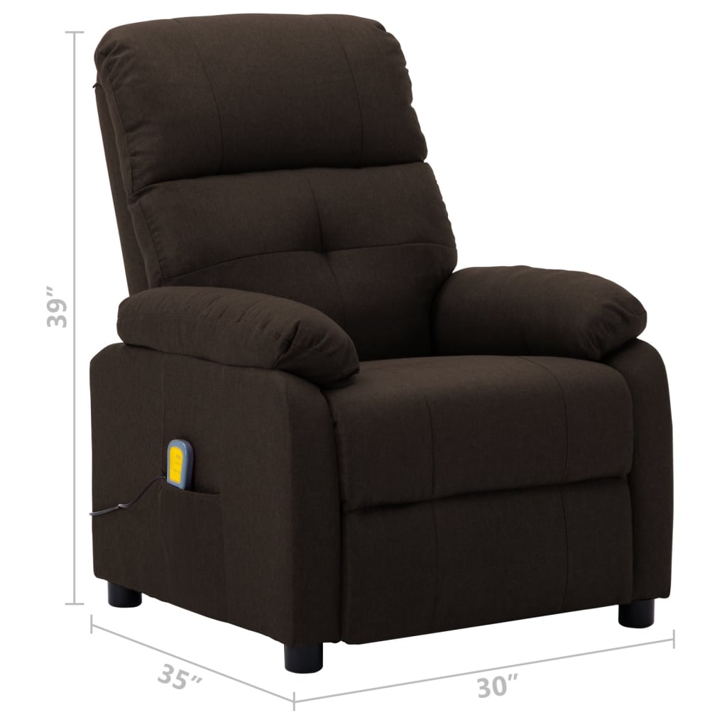 Massage Recliner Dark brown Fabric upholstery Standard