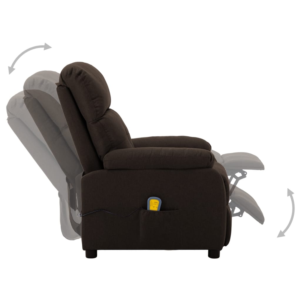 Massage Recliner Dark brown Fabric upholstery Standard