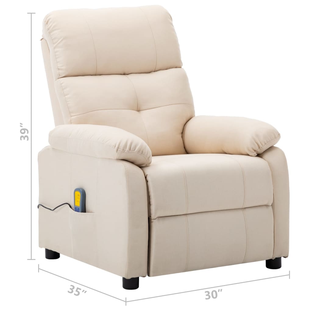 Massage Recliner Cream Fabric