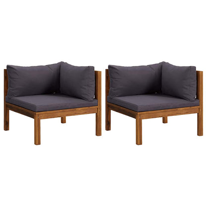 Corner Sofa Dark grey Solid acacia wood, 100% polyester Standard
