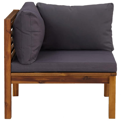 Corner Sofa Dark grey Solid acacia wood, 100% polyester Standard