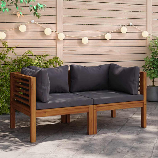 Corner Sofa Dark grey Solid acacia wood, 100% polyester Standard