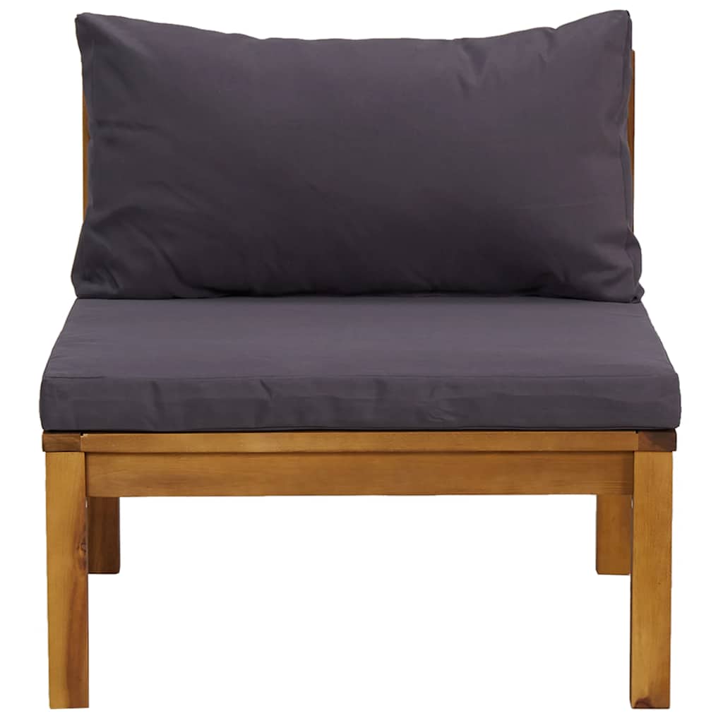 Garden Lounge Set Dark Grey Solid Acacia Wood, 100% polyester