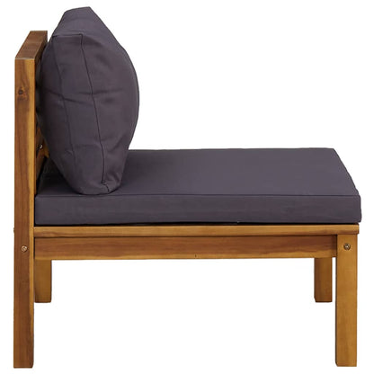 Garden Lounge Set Dark Grey Solid Acacia Wood, 100% polyester
