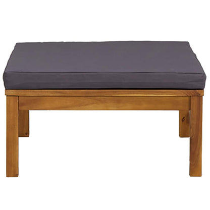 Garden Lounge Set Dark Grey Solid Acacia Wood, 100% polyester