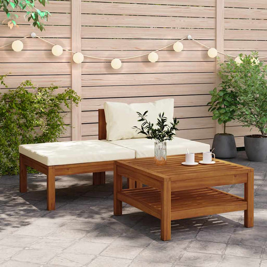 Garden Lounge Set Cream White, Warm Brown