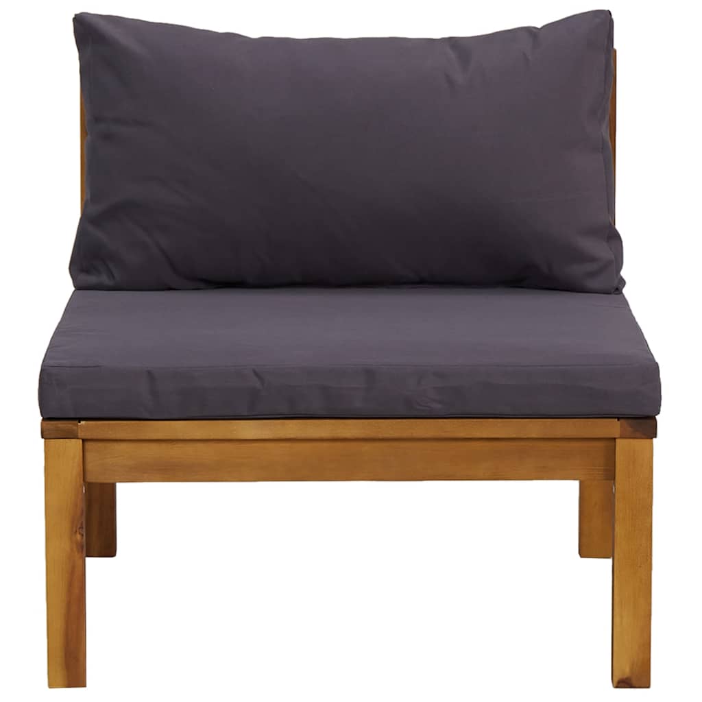 Sofa Set Dark Grey Solid Acacia Wood Modular Sofa Set