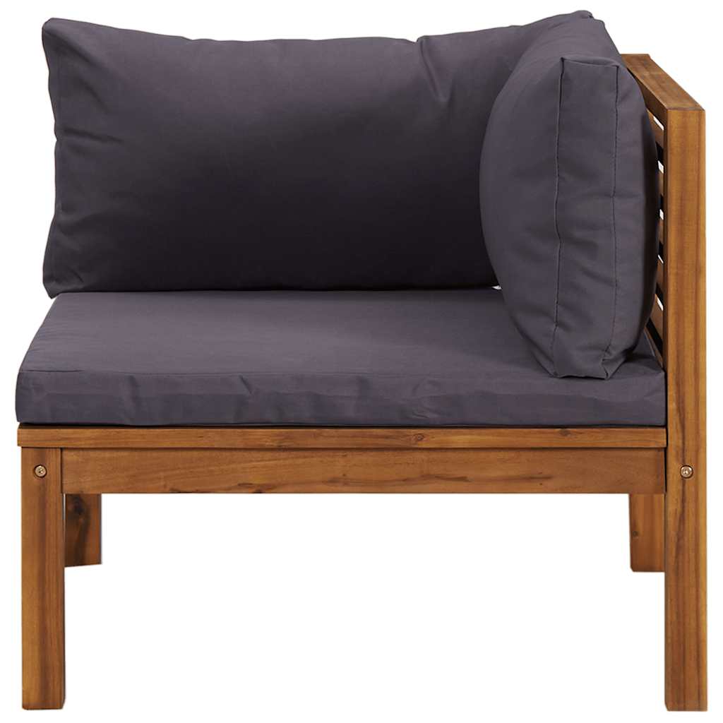 Sofa Set Dark Grey Solid Acacia Wood Modular Sofa Set