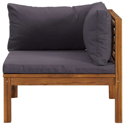 Sofa Set Dark Grey Solid Acacia Wood Modular Sofa Set