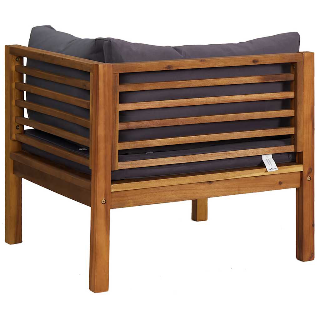 Sofa Set Dark Grey Solid Acacia Wood Modular Sofa Set