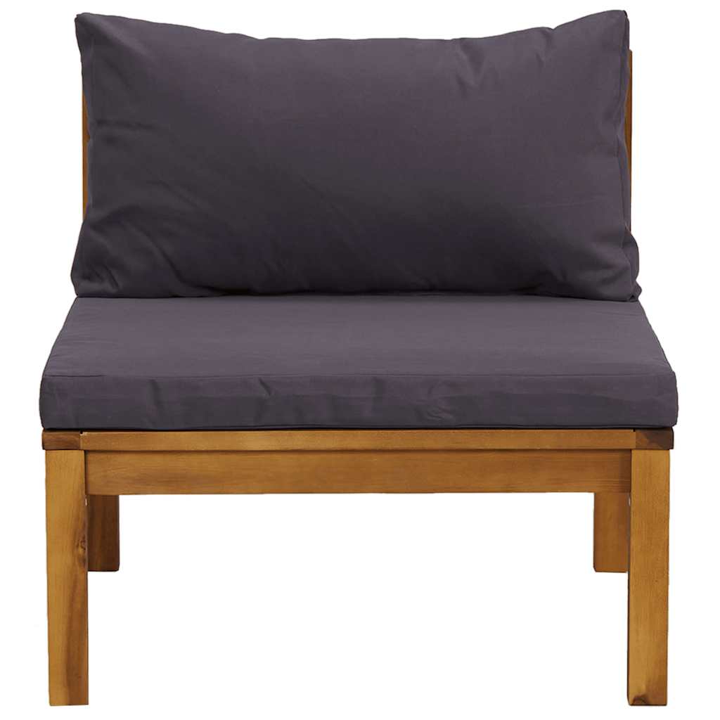 Garden Sofa Set Dark Grey Solid Acacia wood, Polyester Medium