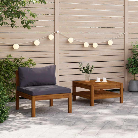 Garden Sofa Set Dark Grey Solid Acacia wood, Polyester Medium
