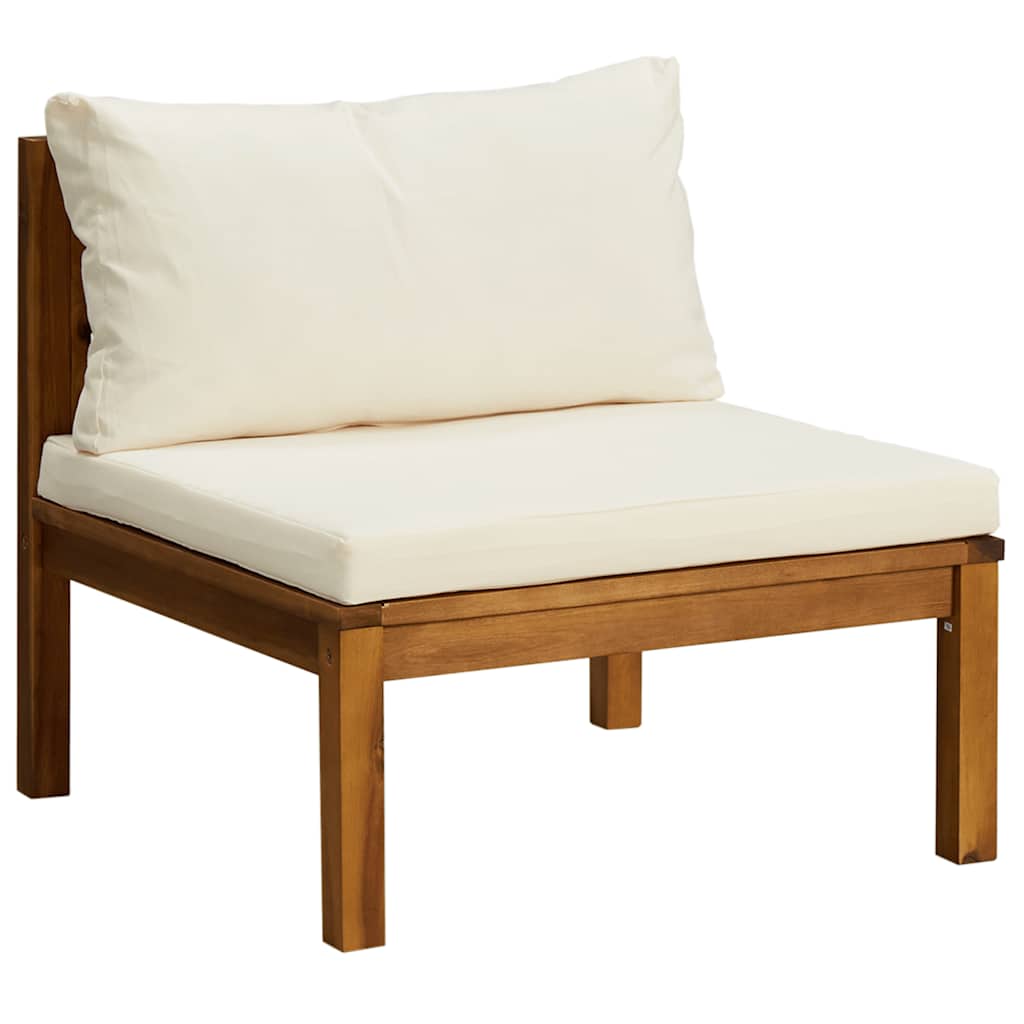 Garden Sofa Set Cream White Solid Acacia Wood, Polyester Fabric