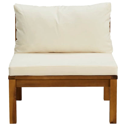 Garden Sofa Set Cream White Solid Acacia Wood, Polyester Fabric
