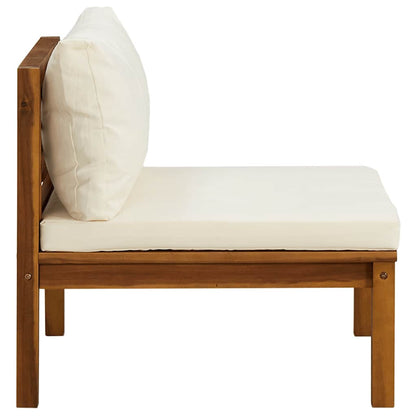 Garden Sofa Set Cream White Solid Acacia Wood, Polyester Fabric