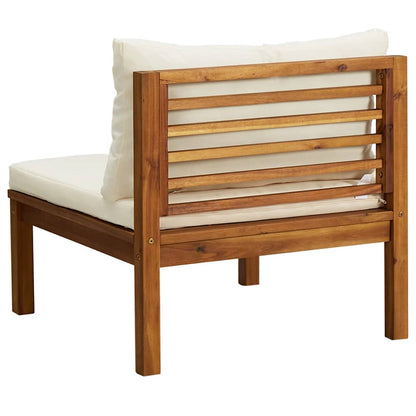 Garden Sofa Set Cream White Solid Acacia Wood, Polyester Fabric
