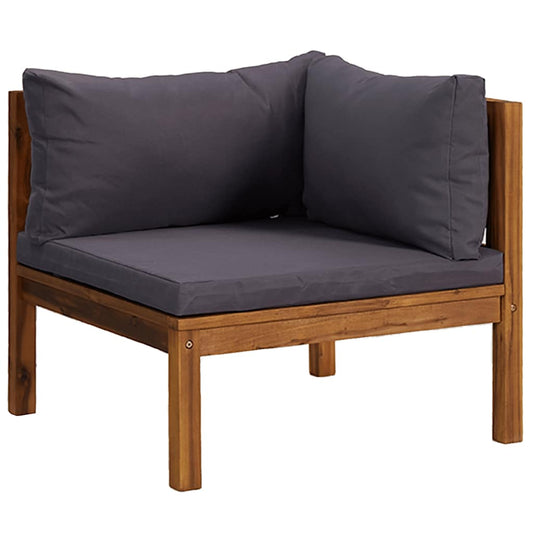 Corner Sofa Dark Grey Solid acacia wood Medium Modular
