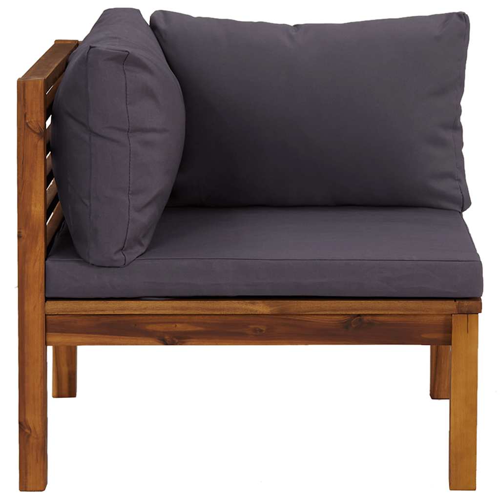 Corner Sofa Dark Grey Solid acacia wood Medium Modular