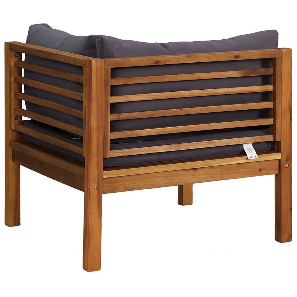 Corner Sofa Dark Grey Solid acacia wood Medium Modular