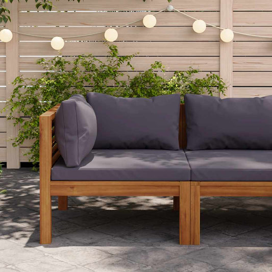 Corner Sofa Dark Grey Solid acacia wood Medium Modular