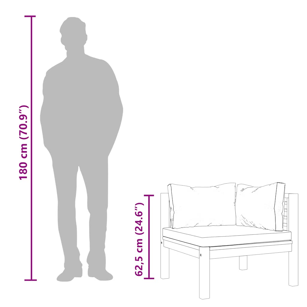 Corner Sofa Cream White Solid Acacia Wood, 100% Polyester Sturdy