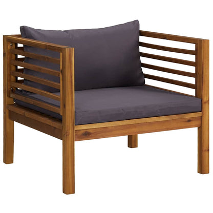 Garden Chair Dark Grey Solid Acacia wood, 100% polyester Standard