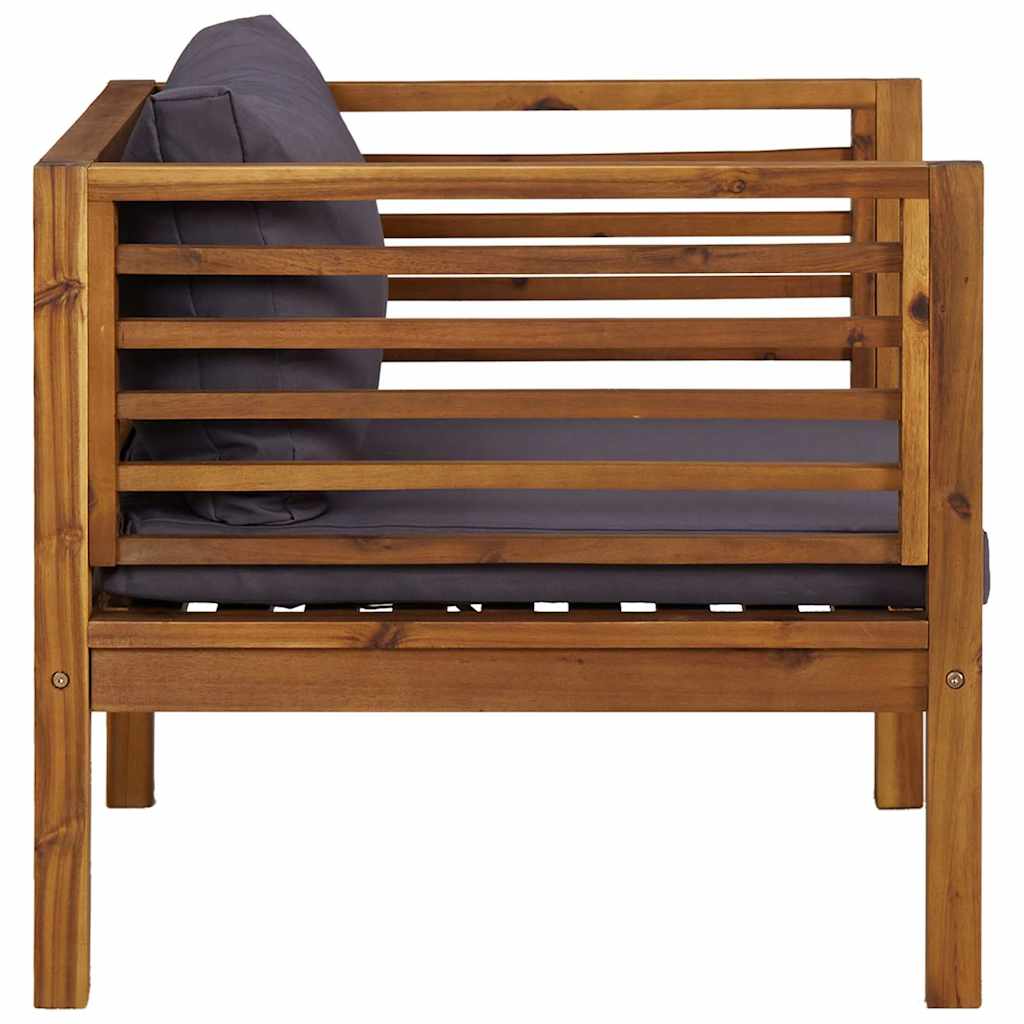 Garden Chair Dark Grey Solid Acacia wood, 100% polyester Standard