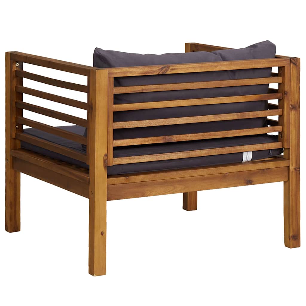 Garden Chair Dark Grey Solid Acacia wood, 100% polyester Standard