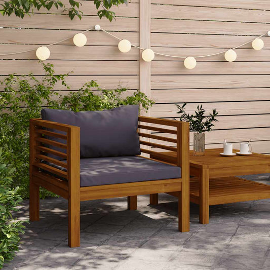 Garden Chair Dark Grey Solid Acacia wood, 100% polyester Standard
