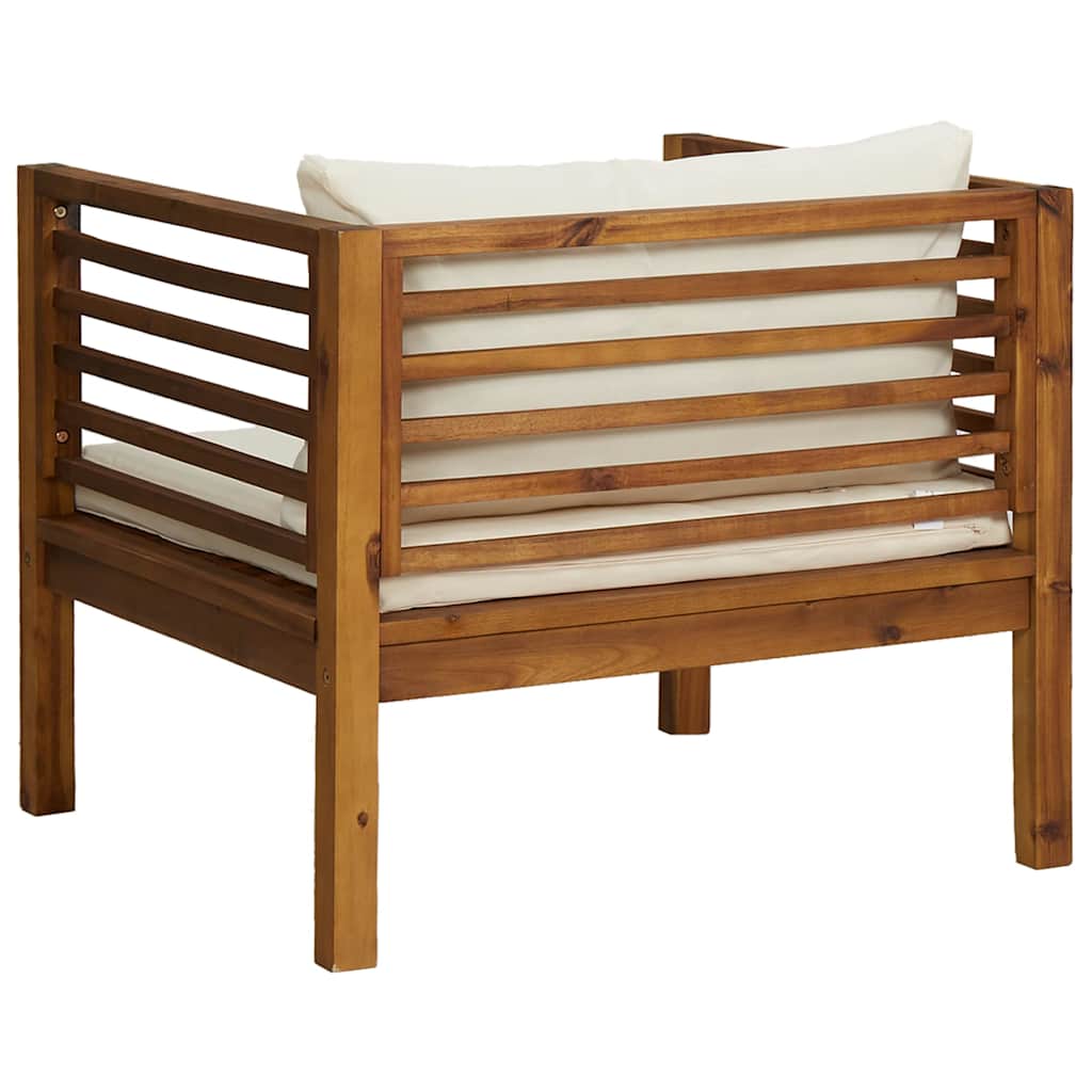 Garden Chair Cream White, Natural Wood