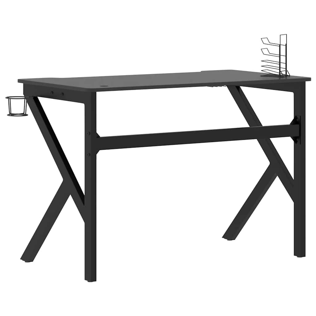 Gaming Desk Black Engineered wood Standard Desk Size Gaming Desk
