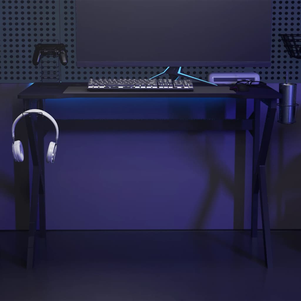 Gaming Desk Black Engineered wood Standard Desk Size Gaming Desk