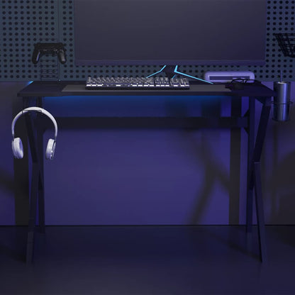 Gaming Desk Black Engineered wood Standard Desk Size Gaming Desk