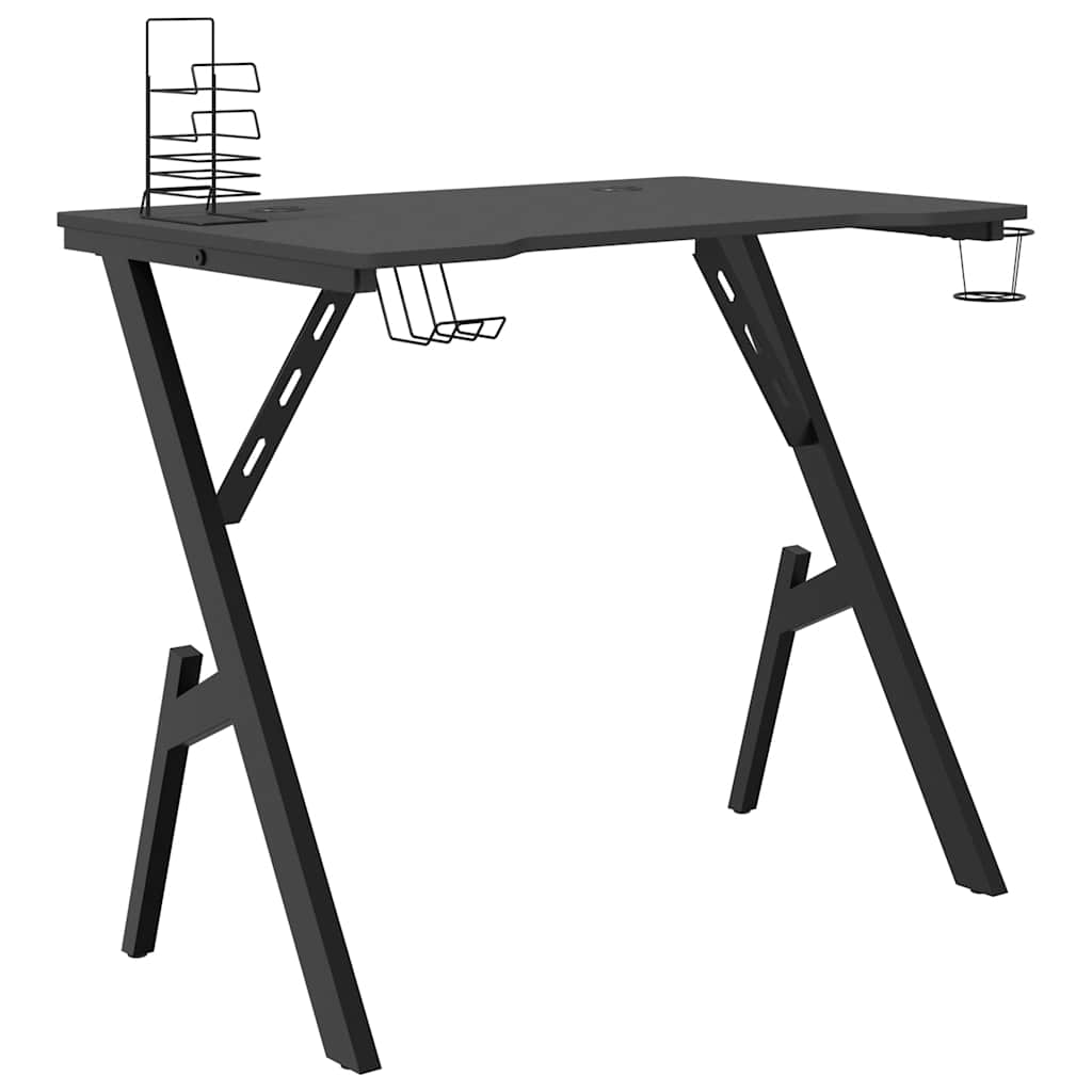Gaming Desk Black Engineered wood, Iron 35.4 x 23.6 x 29.5 in