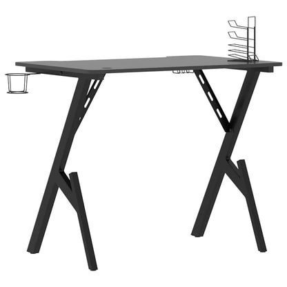 Gaming Desk Black Engineered wood, Iron 35.4 x 23.6 x 29.5 in