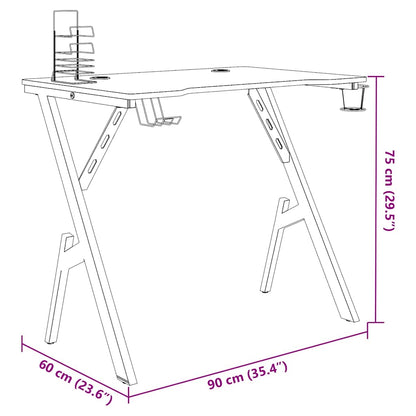 Gaming Desk Black Engineered wood, Iron 35.4 x 23.6 x 29.5 in