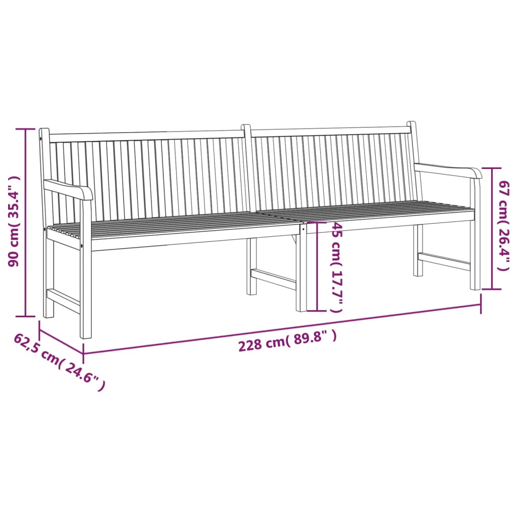 Garden Bench Warm Teak Wood Fine Sanded Teak Hardwood Large