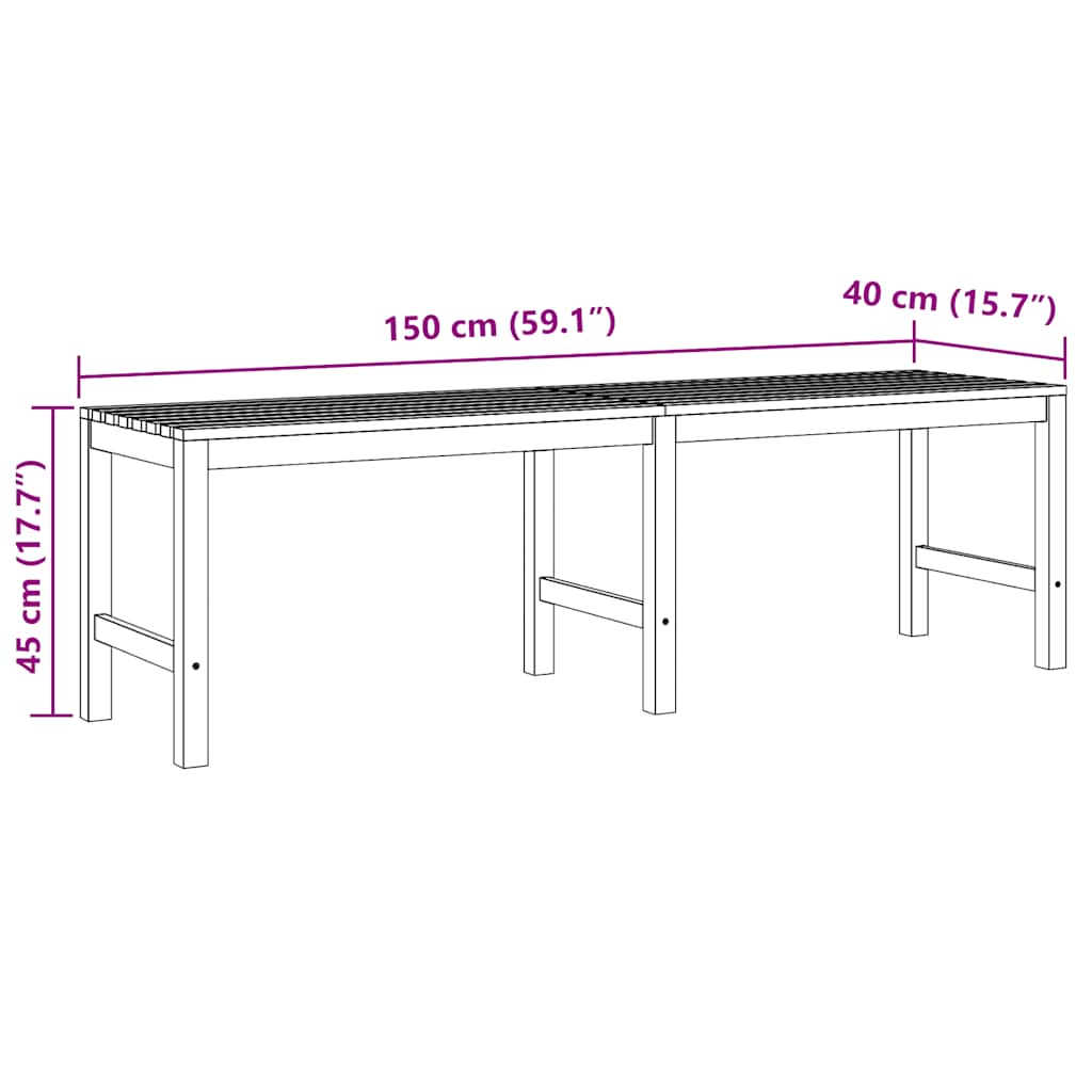 Bench Teak Solid Teak Wood 59.1 in long Durable Garden Bench