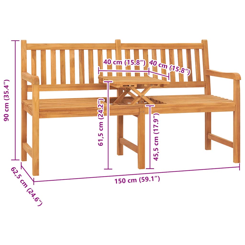 Bench Teak Solid Teak Wood 3-seater
