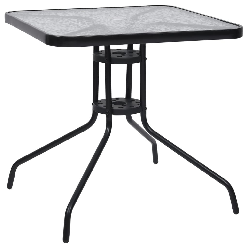 Garden Dining Set Black Steel 5 Piece Set Stackable
