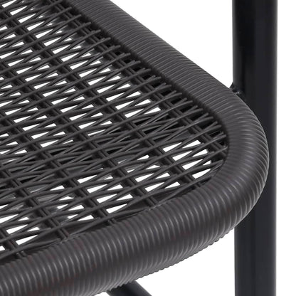 Garden Dining Set Black Steel 5 Piece Set Stackable